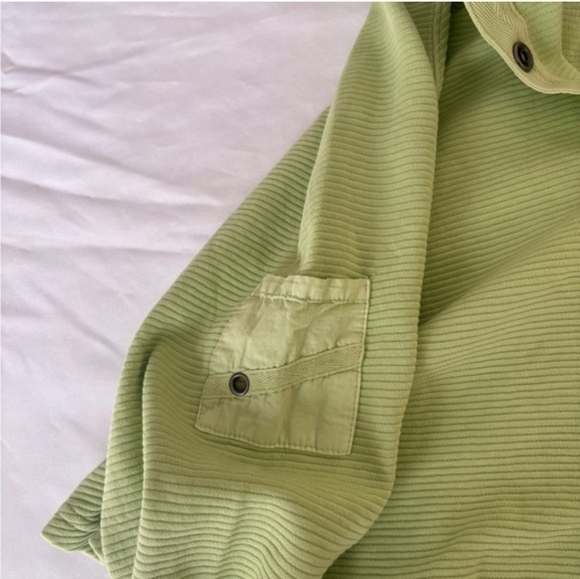 FREE PEOPLE So Fly Henley Layer Snap Front Pullover Lightening Lime XL RARE NWOT - Picture 9 of 13